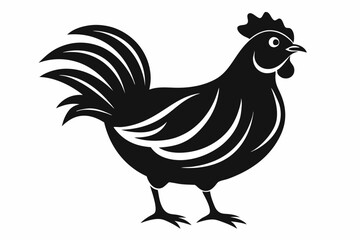 chicken silhouette line art vector illustration with a white background