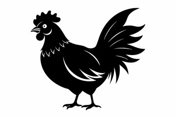 chicken silhouette line art vector illustration with a white background