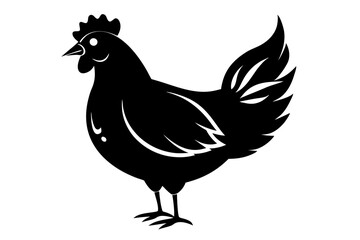 chicken silhouette line art vector illustration with a white background