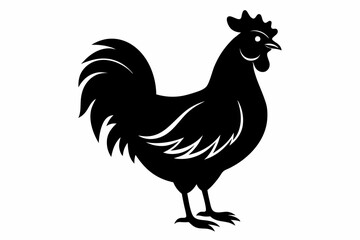 chicken silhouette line art vector illustration with a white background