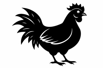 chicken silhouette line art vector illustration with a white background