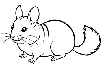 chinchilla silhouette line art vector illustration with a white background