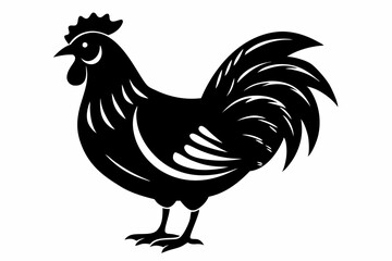 chicken silhouette line art vector illustration with a white background