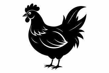 chicken silhouette line art vector illustration with a white background