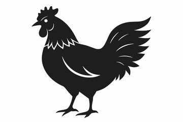 chicken silhouette line art vector illustration with a white background