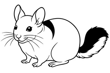 chinchilla silhouette line art vector illustration with a white background
