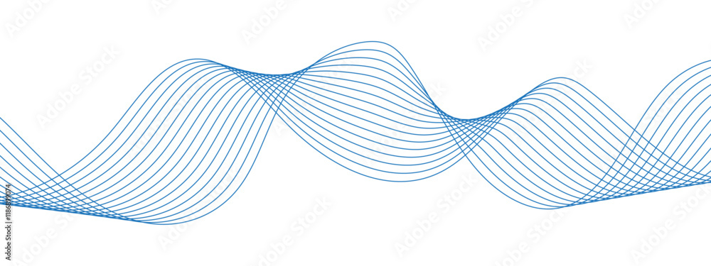 Aufkleber Elegant Abstract Waveform Design. Minimalist Linear Pattern with Flowing Curves. Curved line vector element stripes. Technology curved lines. Digital frequency track equalizer.