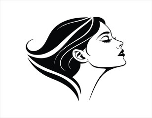 black and white head illustration: smooth and elegant