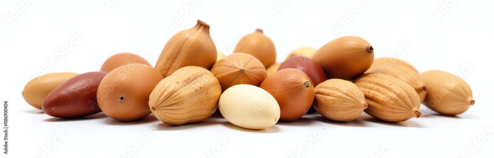 Poster A Selection Of Various Mixed Nuts Isolated Against A Plain White Background To Showcase Their Texture And Composition Clearly. 00003