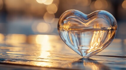 Glass heart sunset outdoor romance love