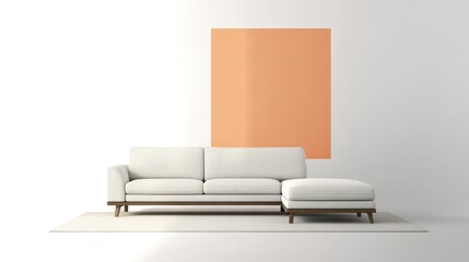 Contemporary Living Room Interior with Plush Sofa - 3D Rendering