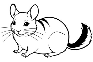 chinchilla silhouette line art vector illustration with a white background