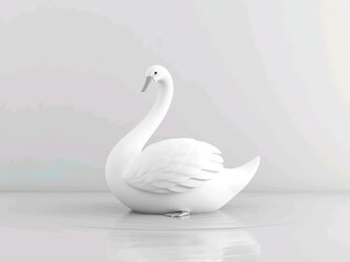 Obraz premium Happy cute swan 3d cartoon rendering illustration