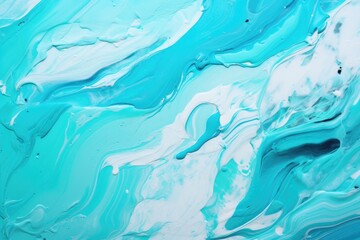 Obraz premium Turquoise Paint Splash on Abstract Acrylic Artistic Background. Bright Cyan Drippings for Creative Design