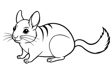 chinchilla silhouette line art vector illustration with a white background