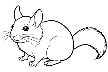 chinchilla silhouette line art vector illustration with a white background