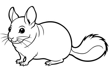chinchilla silhouette line art vector illustration with a white background