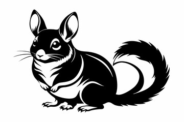 chinchilla silhouette line art vector illustration with a white background