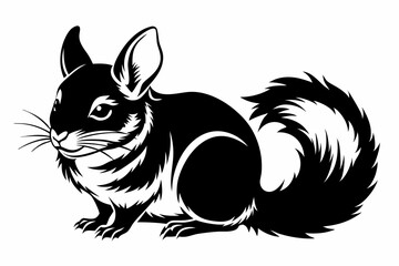 chinchilla silhouette line art vector illustration with a white background