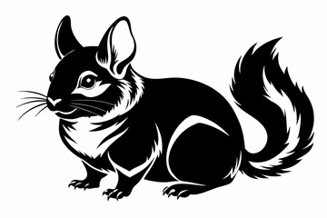 chinchilla silhouette line art vector illustration with a white background