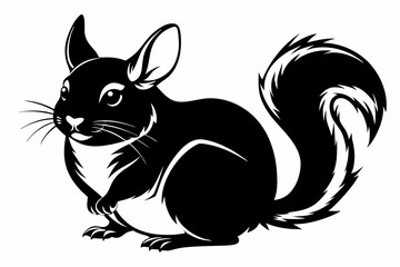 chinchilla silhouette line art vector illustration with a white background
