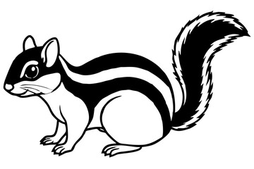 chipmunk silhouette line art vector illustration with a white background