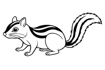 chipmunk silhouette line art vector illustration with a white background