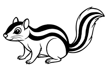 Obraz premium chipmunk silhouette line art vector illustration with a white background