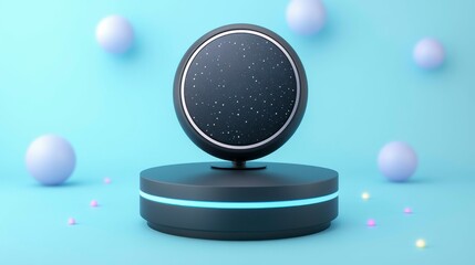 A professional podium featuring a built-in microphone, isolated in the center of a clean background, ideal for showcasing speaking events or lectures.