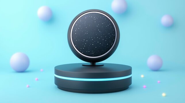 A professional podium featuring a built-in microphone, isolated in the center of a clean background, ideal for showcasing speaking events or lectures.