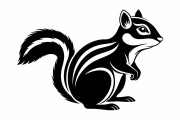 chipmunk silhouette line art vector illustration with a white background