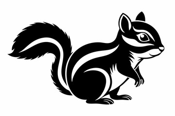 Obraz premium chipmunk silhouette line art vector illustration with a white background