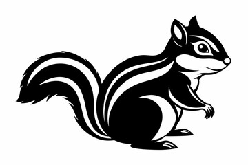 chipmunk silhouette line art vector illustration with a white background
