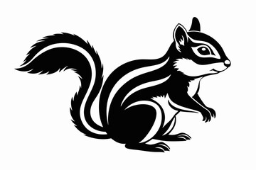 chipmunk silhouette line art vector illustration with a white background