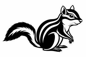 chipmunk silhouette line art vector illustration with a white background