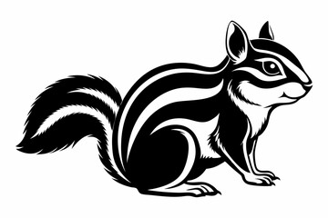 chipmunk silhouette line art vector illustration with a white background