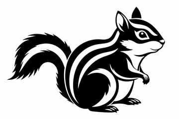 chipmunk silhouette line art vector illustration with a white background