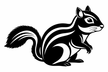 chipmunk silhouette line art vector illustration with a white background