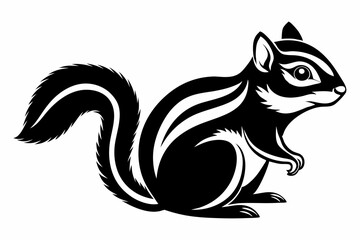 chipmunk silhouette line art vector illustration with a white background