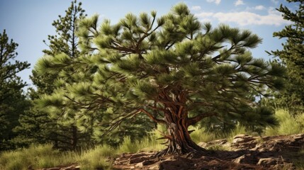 Fototapeta premium Utah's Evergreen Bush: Pinion Pine in Vibrant Colors - AR 16:9