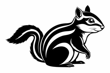 chipmunk silhouette line art vector illustration with a white background