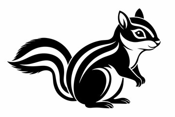 chipmunk silhouette line art vector illustration with a white background