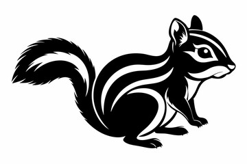 chipmunk silhouette line art vector illustration with a white background
