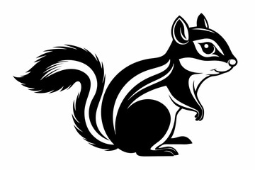 chipmunk silhouette line art vector illustration with a white background