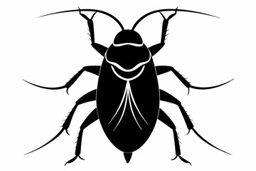 cockroach silhouette line art vector illustration with a white background
