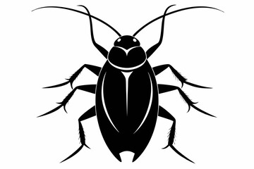 cockroach silhouette line art vector illustration with a white background