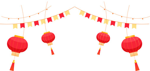 Festive Chinese New Year Greeting Banner with Traditional Lantern Decorations