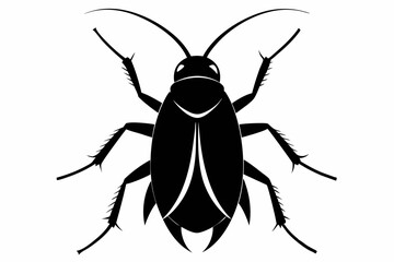 cockroach silhouette line art vector illustration with a white background