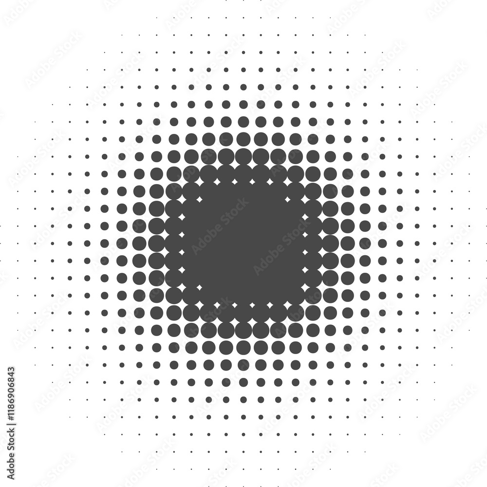 Poster dotted halftone abstract shape. blurred shadow. graphic element, circular organic blob with gradatio