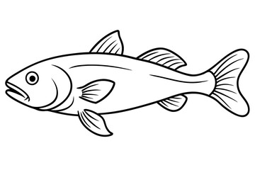 cod silhouette line art vector illustration with a white background